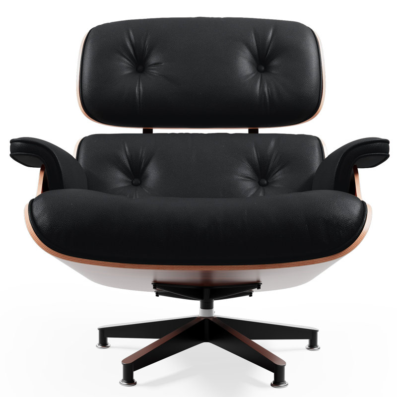 Corrigan Studio® Liljan Leather Swivel Accent Chair with Ottoman Wayfair